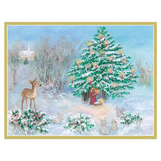 Caspari Nativity In Snow Boxed Christmas Cards - 16 Christmas Cards & 16 Envelopes 82245