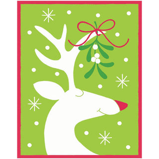Caspari Deer and Mistletoe Classic Boxed Christmas Cards - includes 15 cards & envelopes 82255