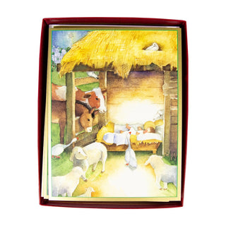 Caspari Manger Scene Boxed Christmas Cards - 15 Christmas Cards & 15 Envelopes 84201