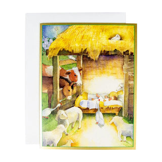 Caspari Manger Scene Boxed Christmas Cards - 15 Christmas Cards & 15 Envelopes 84201