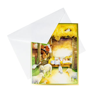 Caspari Manger Scene Boxed Christmas Cards - 15 Christmas Cards & 15 Envelopes 84201