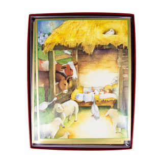 Caspari Manger Scene Boxed Christmas Cards - 15 Christmas Cards & 15 Envelopes 84201