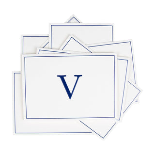 Caspari Navy Embossed Initial Note Initial Notes 8 In Embossed 84600.V