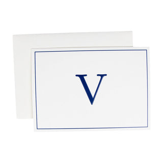 Caspari Navy Embossed Initial Note Initial Notes 8 In Embossed 84600.V