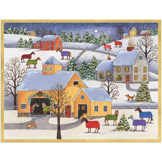 Caspari Christmas Horse Farm Classic Boxed Christmas Cards - includes 15 cards & envelopes 85222