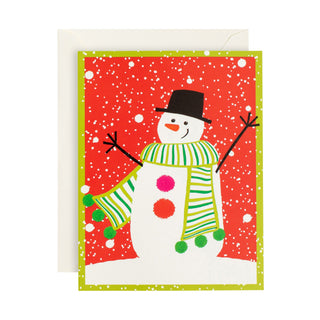 Caspari Snowman with Green Scarf Classic Boxed Christmas Cards - includes 15 cards & envelopes 86236
