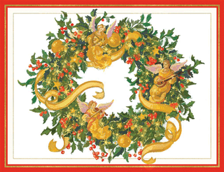 Caspari Angel Wreath Cmas D Size 15 In 86312