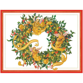 Caspari Angel Wreath Large Boxed Christmas Cards - includes 15 Boxed Christmas Cards 86312