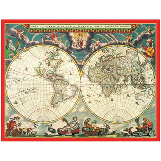 Caspari World Map Large Boxed Christmas Cards - includes 15 cards & envelopes 86313