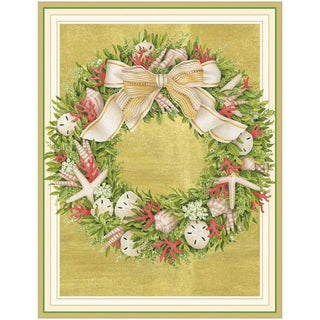 Caspari Seaside Wreath Large Boxed Christmas Cards - includes 15 cards & envelopes 86314