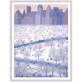 Caspari Spring Snow Over Central Park Large Boxed Christmas Cards - 16 Cards and 16 Envelopes 86318