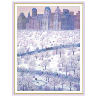 Caspari Spring Snow Over Central Park Large Boxed Christmas Cards - includes 15 cards & envelopes 86318