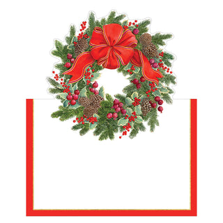 Caspari Evergreen Wreath Place Cards Die Cut Package 8 In 86928P