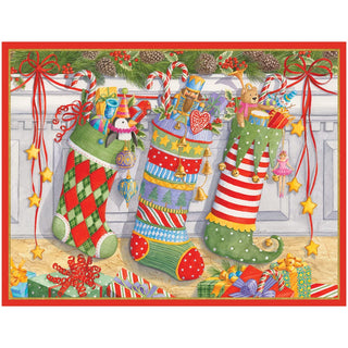 Caspari Three Stockings Classic Boxed Christmas Cards - includes 15 cards & envelopes 87213