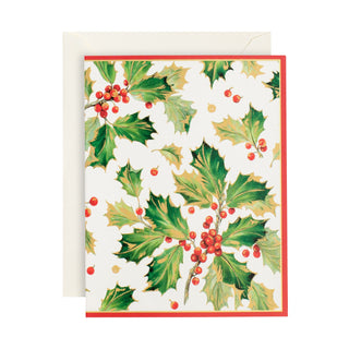Caspari Gilded Holly Classic Boxed Christmas Cards - includes 15 cards & envelopes 87218