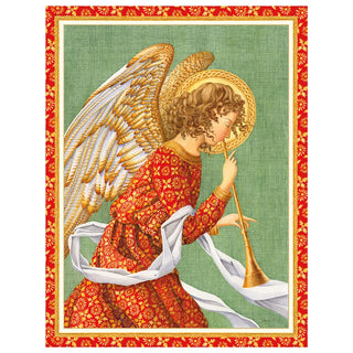 Caspari Trumpeting Angel Large Boxed Christmas Cards - includes 15 cards & envelopes 87301