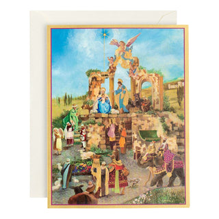 Caspari Creche Scene Large Boxed Christmas Cards - 16 Cards & 16 Envelopes 87303