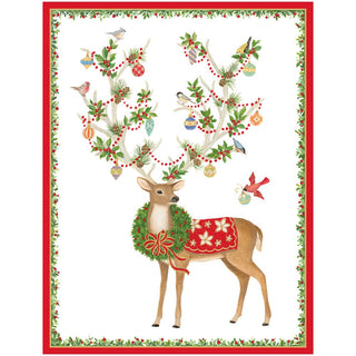 Caspari Reindeer with Ornamented Antlers Classic Boxed Christmas Cards - includes 15 cards & envelopes 88202