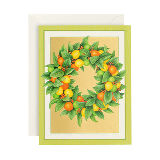 Caspari Citrus Wreath Boxed Christmas Cards - 16 Cards & 16 Envelopes 88203