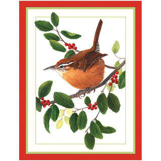 Caspari Wren and Branch Classic Boxed Christmas Cards - includes 15 cards & envelopes 88208