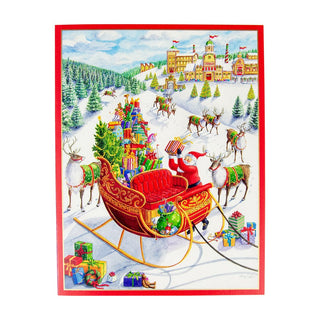 Caspari Santa's Sleigh Boxed Christmas Cards - 15 Christmas Cards & 15 Envelopes 88212
