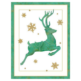 Caspari Leaping Reindeer Boxed Christmas Cards - 16 Cards & 16 Envelopes 88230
