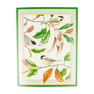 Caspari Chickadee And Magnolia Large Boxed Christmas Cards - includes 15 Boxed Christmas Cards 88311
