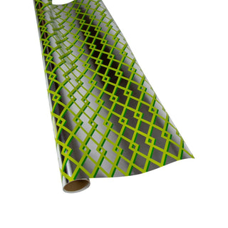 Caspari Trellis Green/Silver Foil Roll Wrap 30 Inchx 6 Ft Foil-2 Core 88854RCF