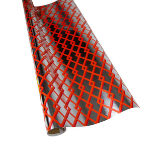 Caspari Trellis Coral/Silver Foil Roll Wrap 30 Inchx 6 Ft Foil-2 Core 88855RCF