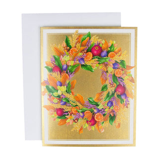 Caspari Autumn Wreath Petite Boxed Christmas Cards - includes 15 cards & envelopes 89004