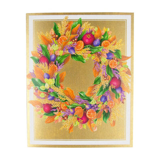 Caspari Autumn Wreath Petite Boxed Christmas Cards - includes 15 cards & envelopes 89004