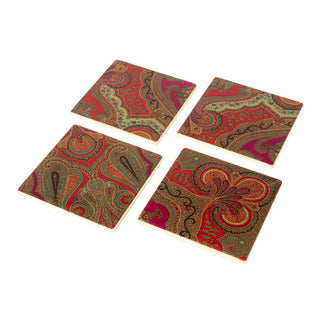 Caspari Jaipur Fuchsia Lacquer Coasters Set Of 4 8913LQCSET