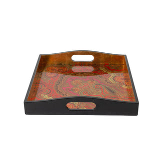 Caspari Jaipur Fuchsia Lacquer Square Tray-14X14 8913LQSQR