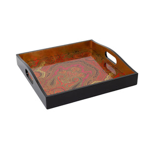 Caspari Jaipur Fuchsia Lacquer Square Tray-14X14 8913LQSQR
