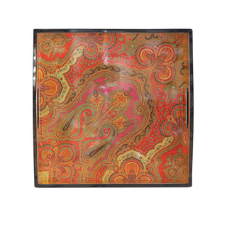 Caspari Jaipur Fuchsia Lacquer Square Tray-14X14 8913LQSQR