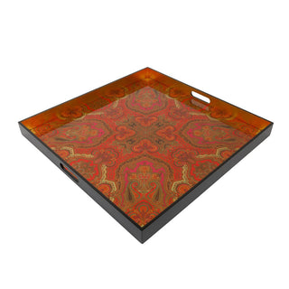 Caspari Jaipur Fuchsia Lacquer Oversize Square Tray-30X30 8913LQXLGSQR