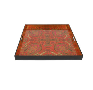 Caspari Jaipur Fuchsia Lacquer Oversize Square Tray-30X30 8913LQXLGSQR