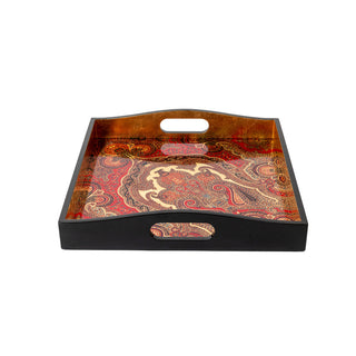 Jaipur Crimson Lacquer Square Tray-14X14