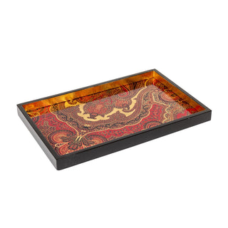 Caspari Jaipur Crimson Lacquer Sm Rect Tray-8 7/8 X 13 3/4 8914LQSMREC