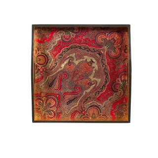 Caspari Jaipur Crimson Lacquer Square Tray - 14" Square 8914LQSQR