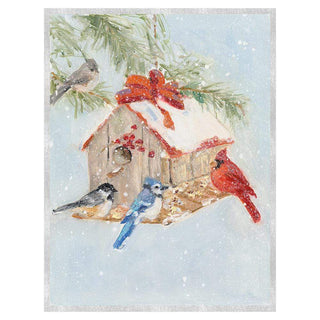Caspari Snowy Birdfeeder Boxed Christmas Cards - 16 Cards & 16 Envelopes 89222