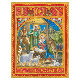 Caspari Joy to the World Large Boxed Christmas Cards - 16 Cards & 16 Envelopes 89302