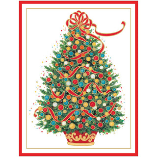 Caspari Christmas Tree Embossed Large Boxed Christmas Cards - includes 10 cards & envelopes 89316