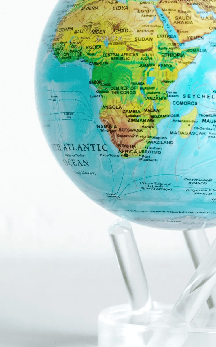 Black and Silver Rotating Globe  Solar Powered World Map Moving Globe