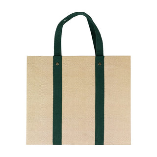 Caspari Jute And Twill Large Natural & Hunter Gift Bags - One Gift Bag Included 89582B3