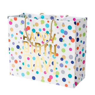 Caspari Happy Birthday Confetti Gift Bag Lg 11 3/4 X 4 3/4 X 10 9029B3