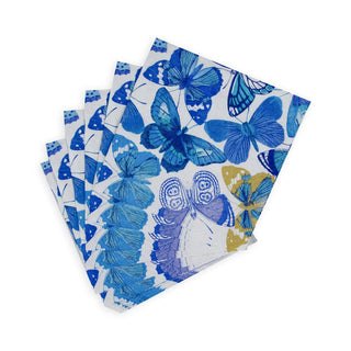Caspari Butterflies Paper Cocktail Napkins in Blue - 20 per Package 9063C