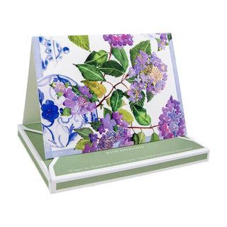 Caspari Hydrangeas And Porcelain Assorted Notes 8 In-Gallery 91602.46