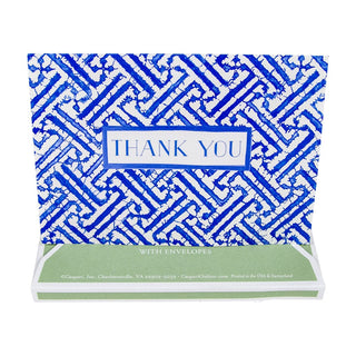 Caspari Fretwork Blue Thank You Notes Boxed 8 In 91607.44B