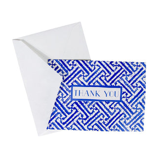 Caspari Fretwork Blue Thank You Notes Boxed 8 In 91607.44B